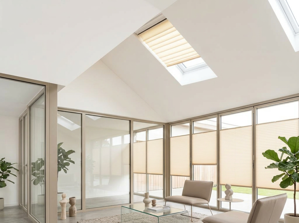Pleated blinds fitted to a skylight