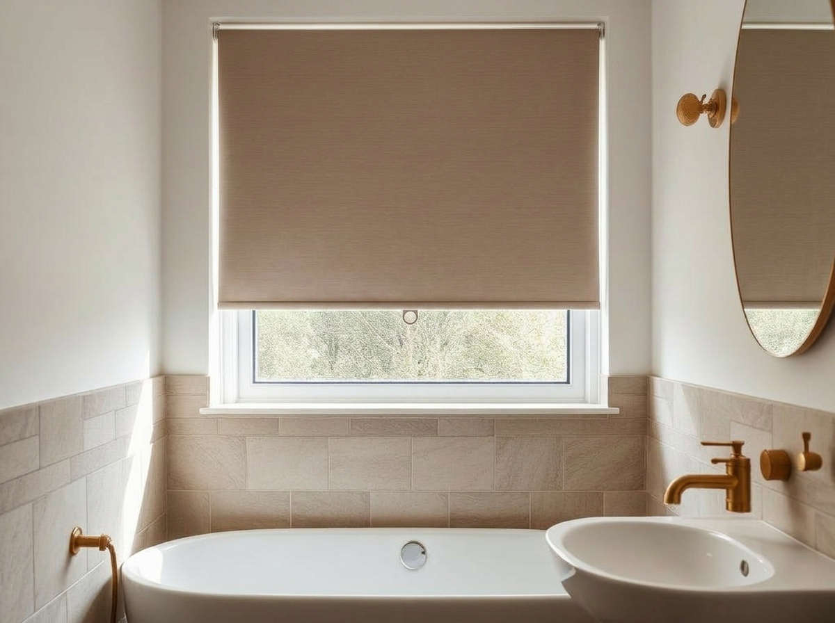 Roller blind in a contemporary bathroom