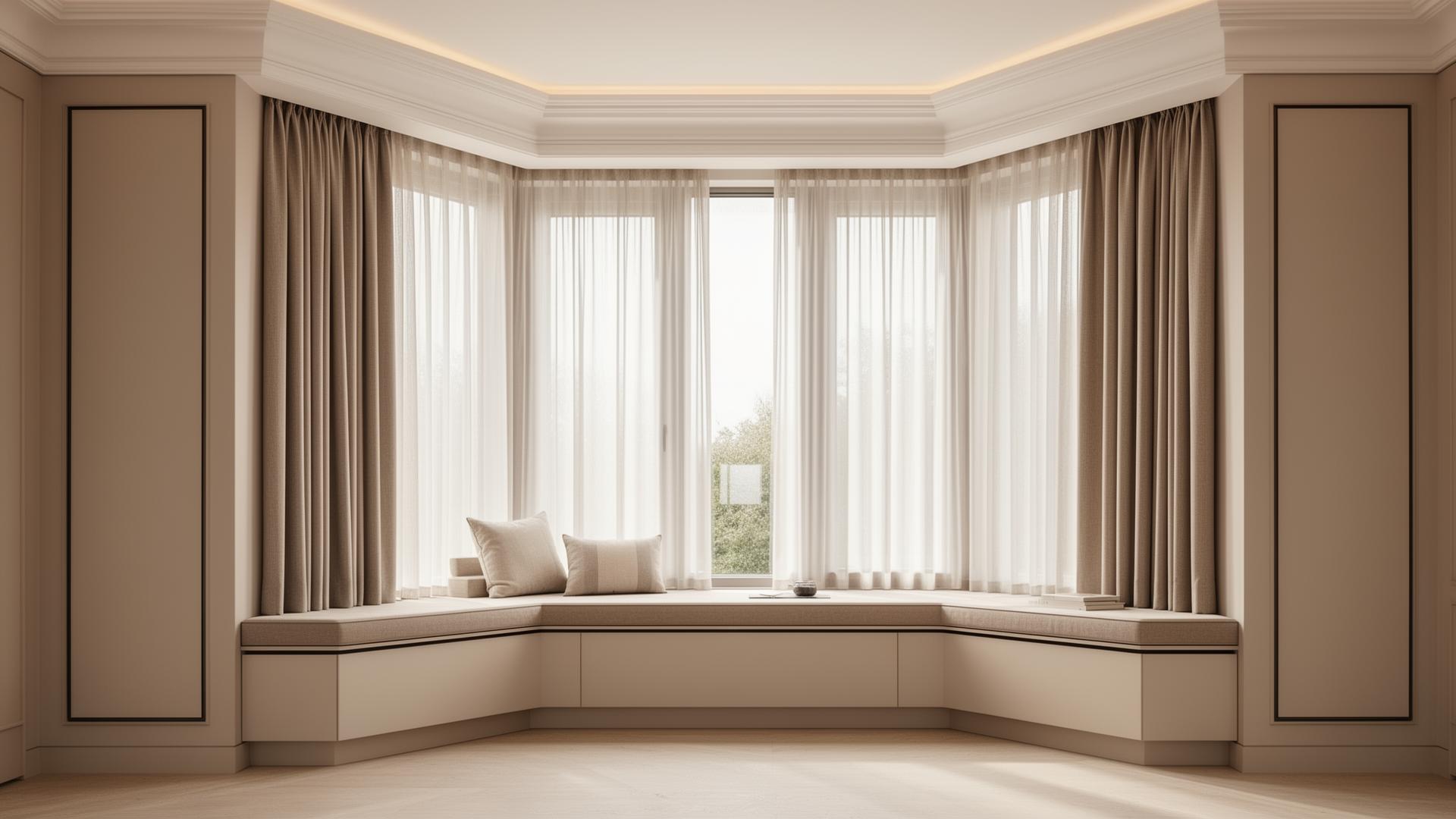 Bay window curtains in a Dorset sitting room
