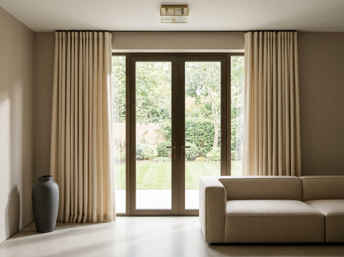 Beautifully dressed interlined curtains in a sitting room