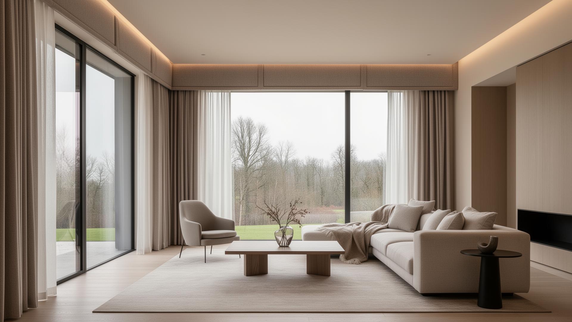 Pelmet and curtains — formal sitting room, Weymouth